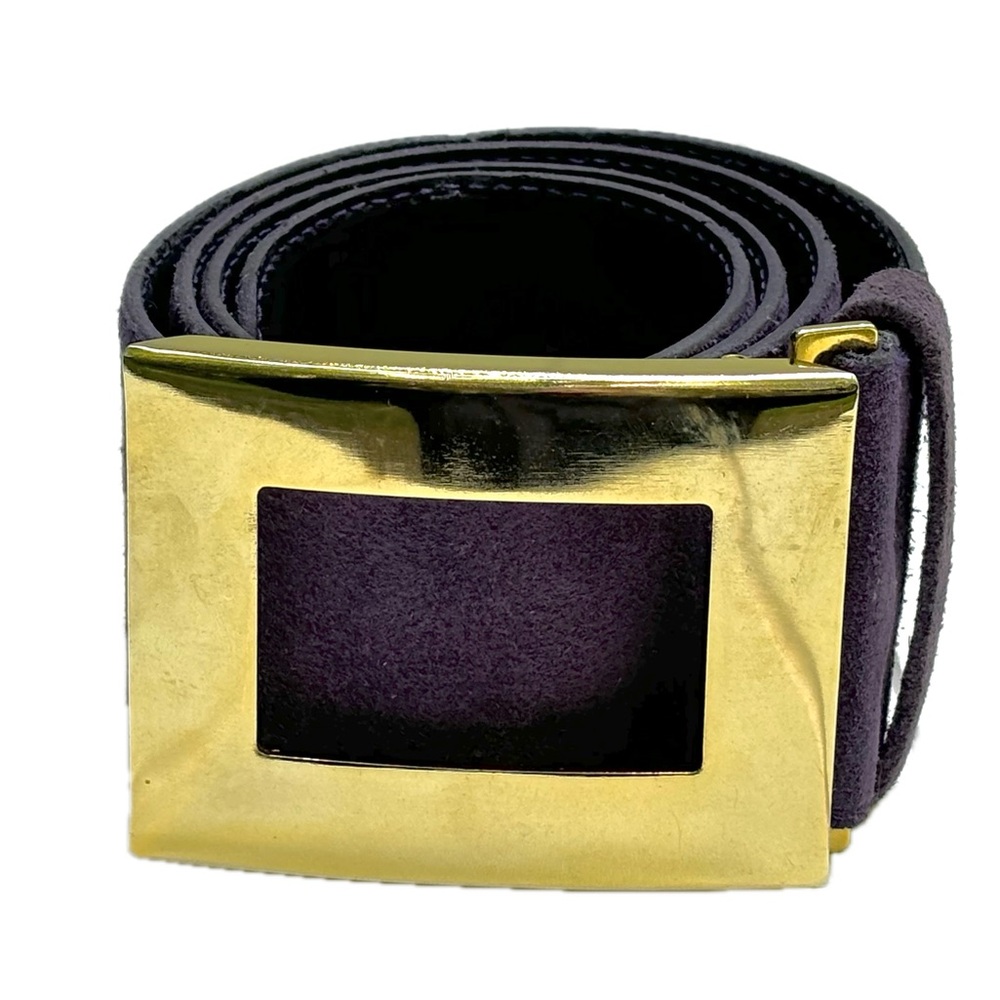 Vintage Wide Suede rich purple belt with slide through gold buckle size S/M